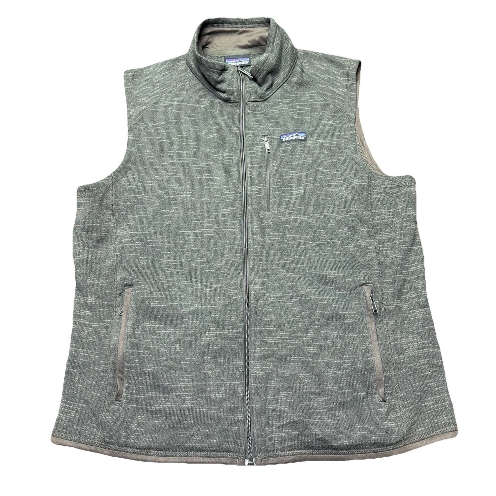 Patagonia Men's Heathered Olive Fleece Full-Zip Vest